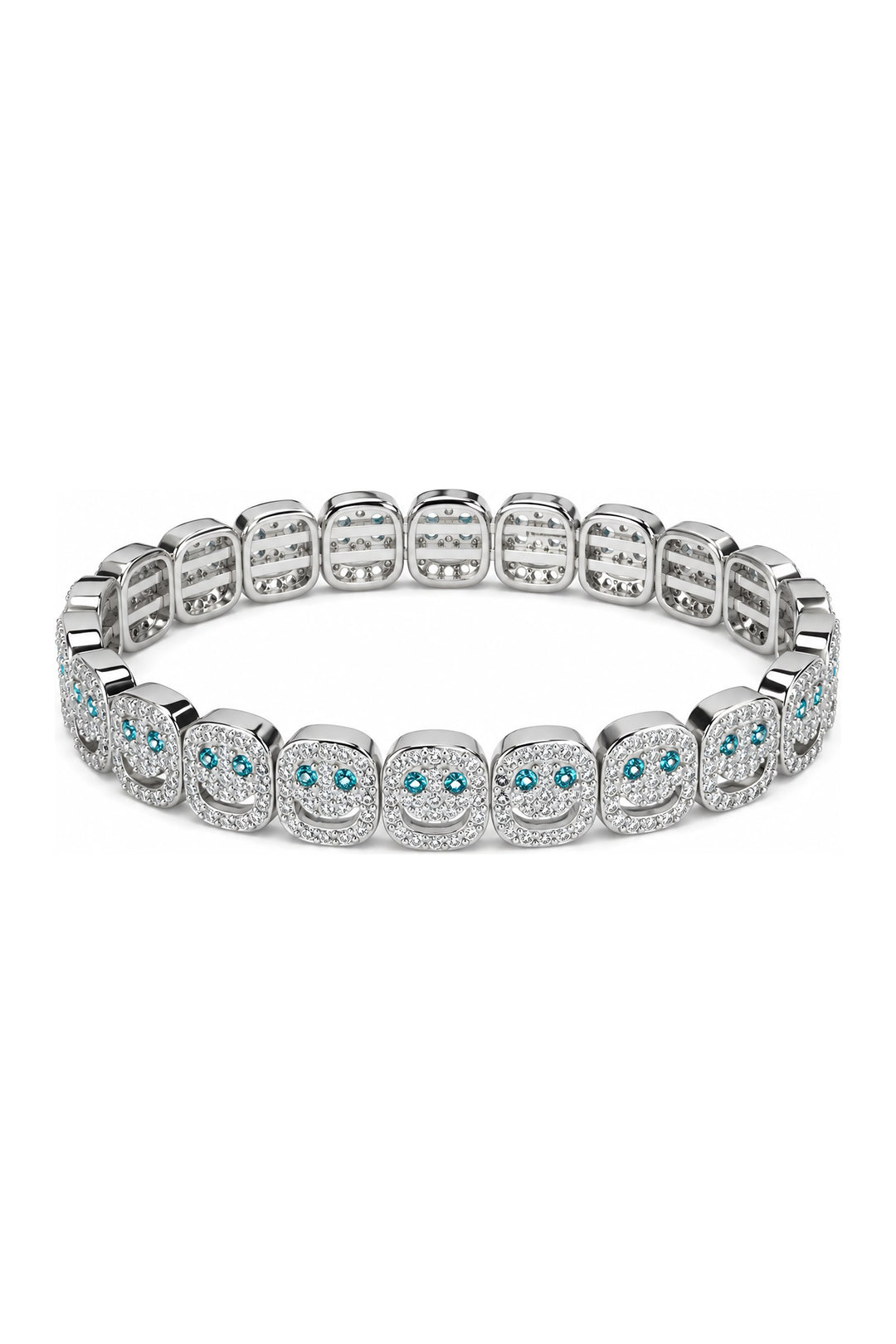 Pave Smiley Bracelet Silver