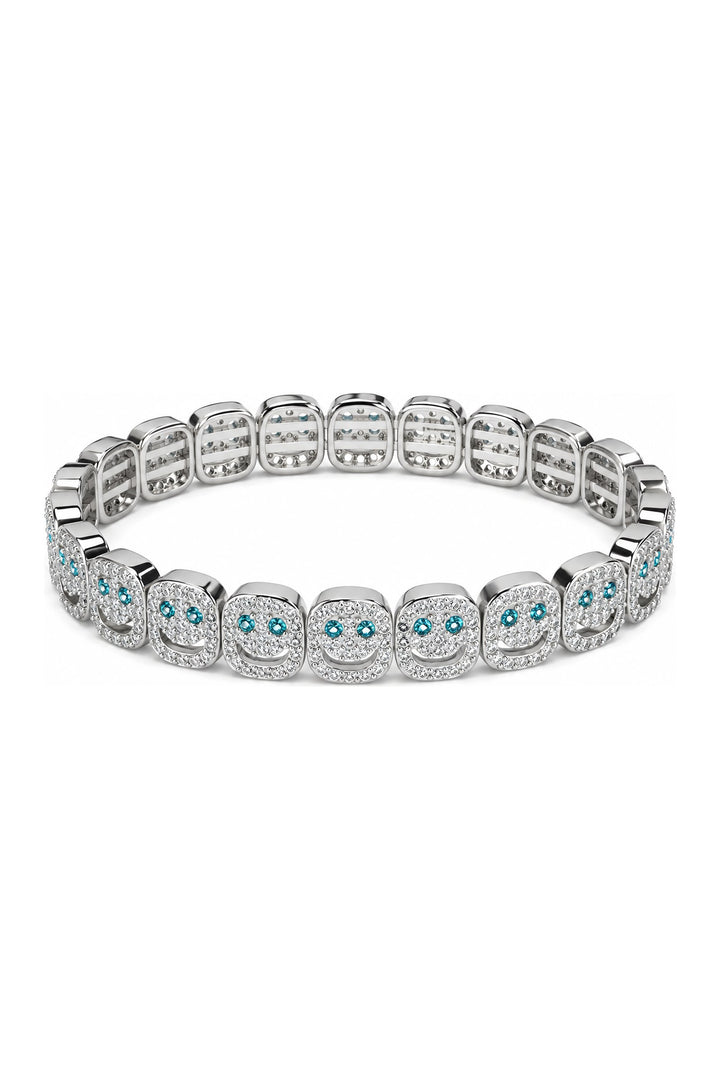 Pave Smiley Bracelet Silver