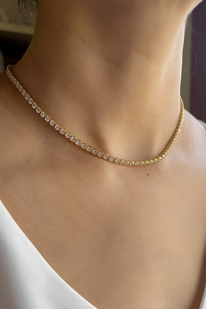 Karlie Tennis Necklace Gold