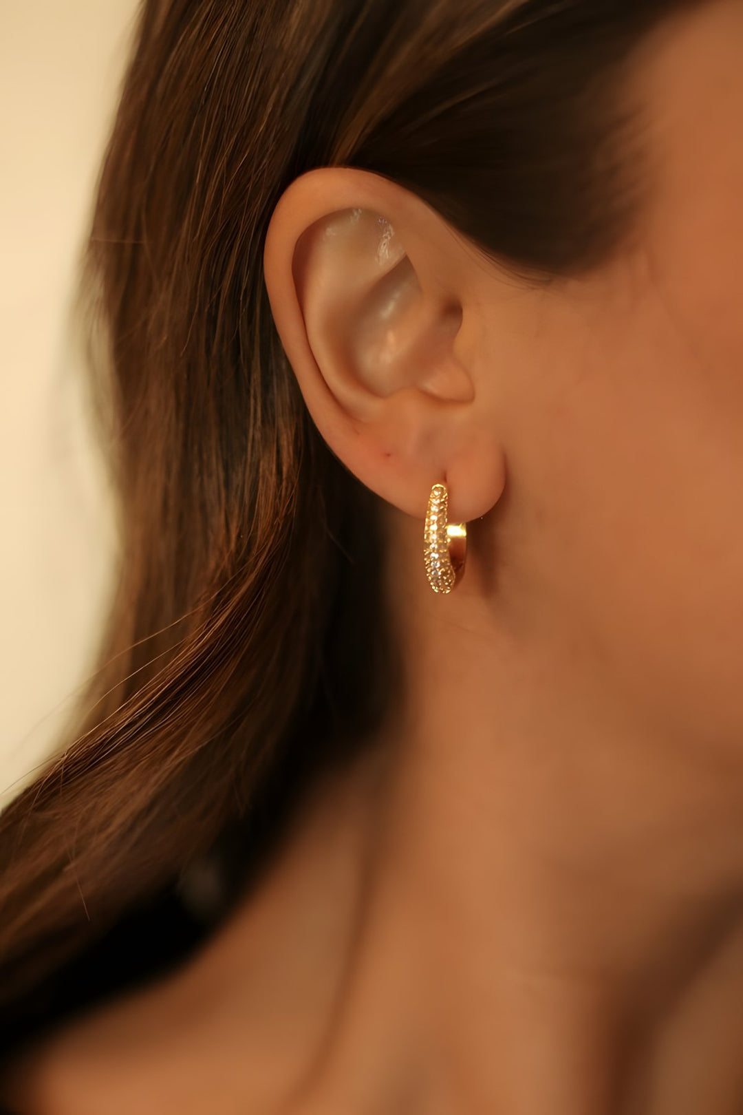 Melia Gold Pave Hoops