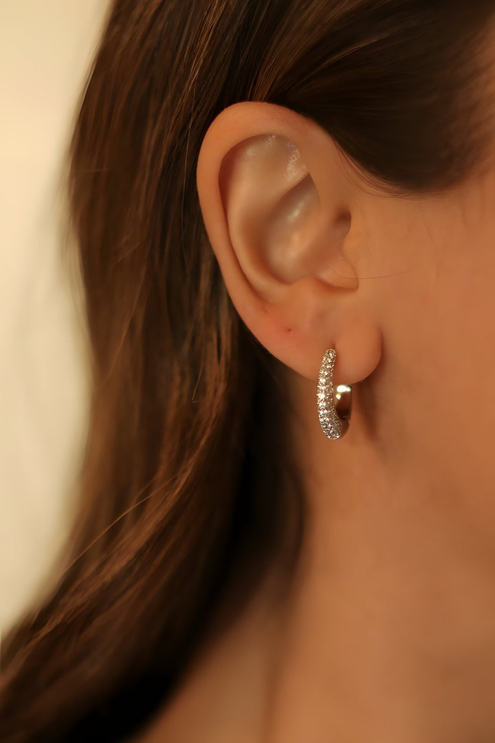 Melia Silver Pave Hoops