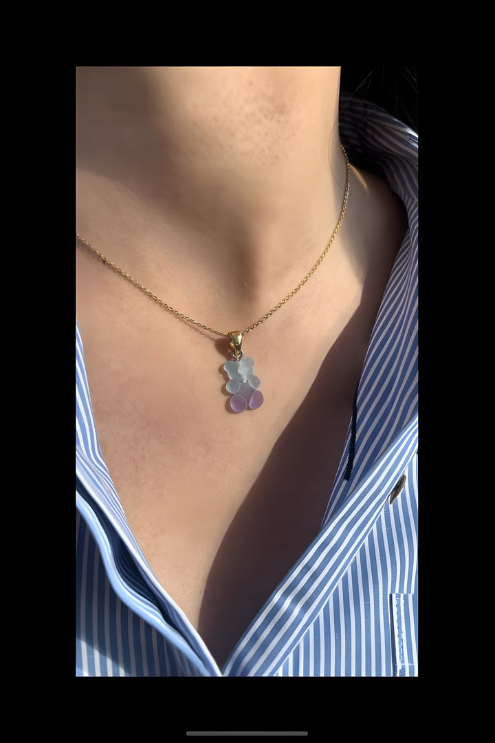 Blue and Purple Sugar Bear Pendant