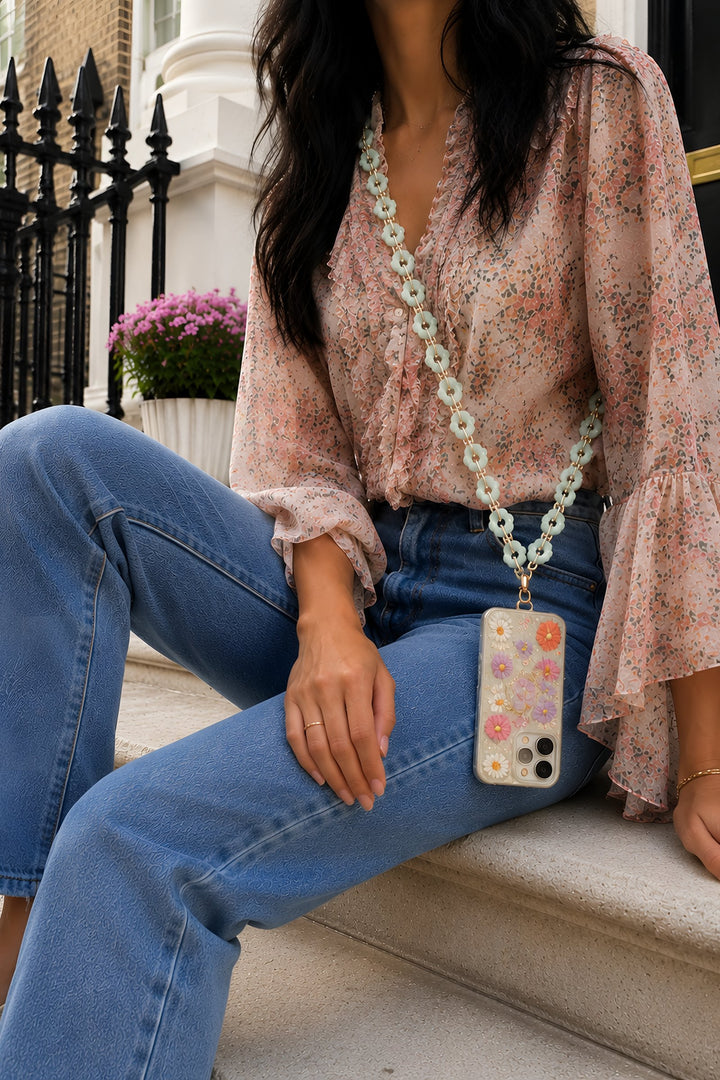 Crossbody Phone Strap Floral Green