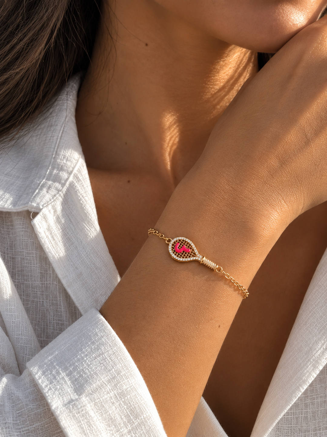 Arab Letter Racquet Bracelet Dark Pink