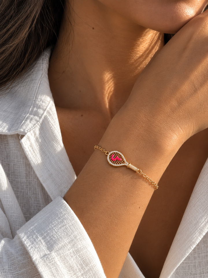 Arab Letter Racquet Bracelet Dark Pink