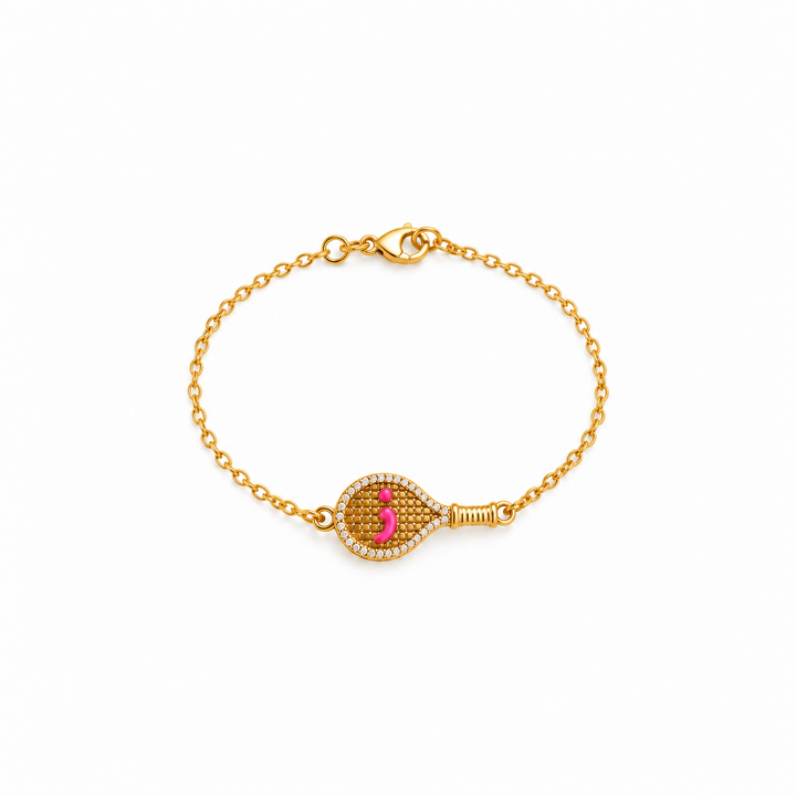 Arab Letter Racquet Bracelet Dark Pink