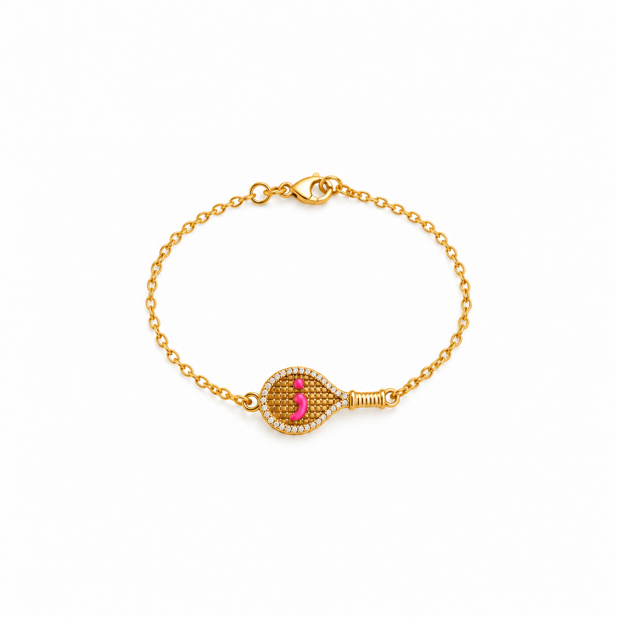 Arab Letter Racquet Bracelet Dark Pink