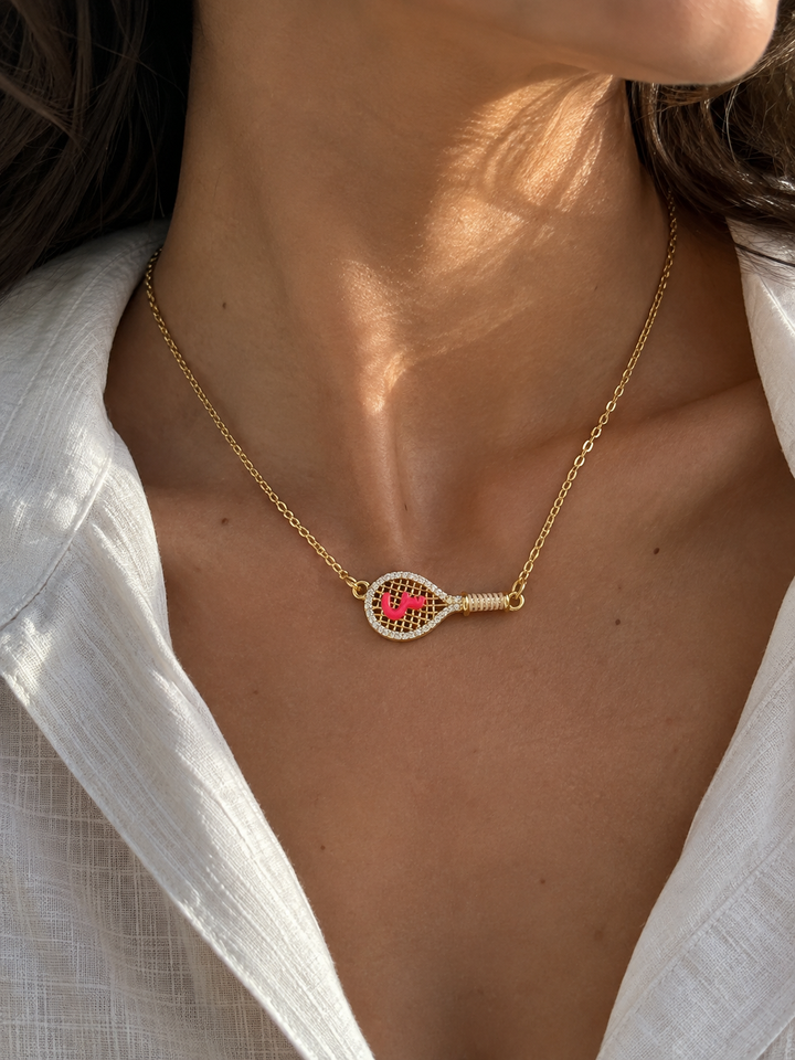Arab Letter Racquet Necklace Dark Green