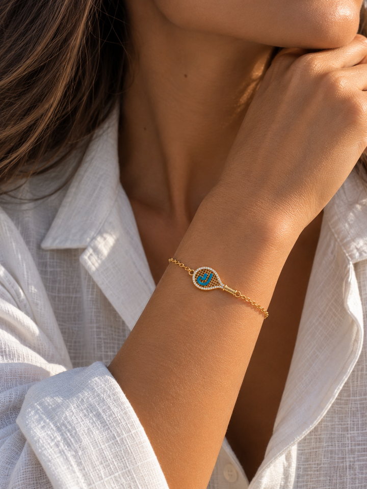 Arab Letter Racquet Bracelet Dark Green