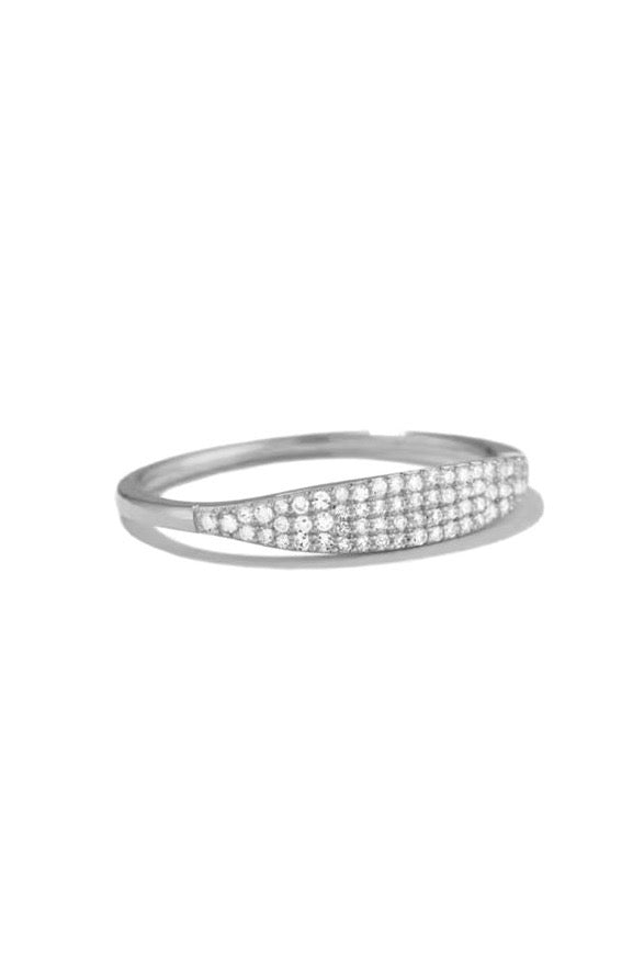 Stephie Silver Pave Ring