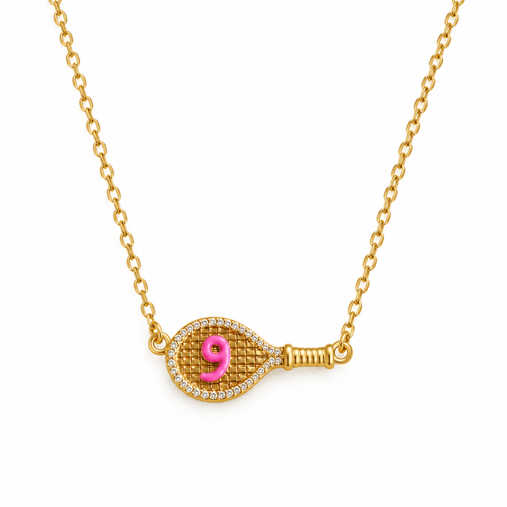 Arab Letter Racquet Necklace Light Pink
