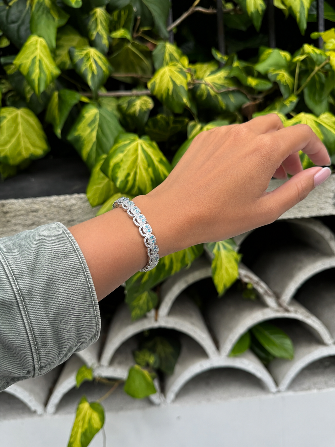 Pave Smiley Bracelet Silver