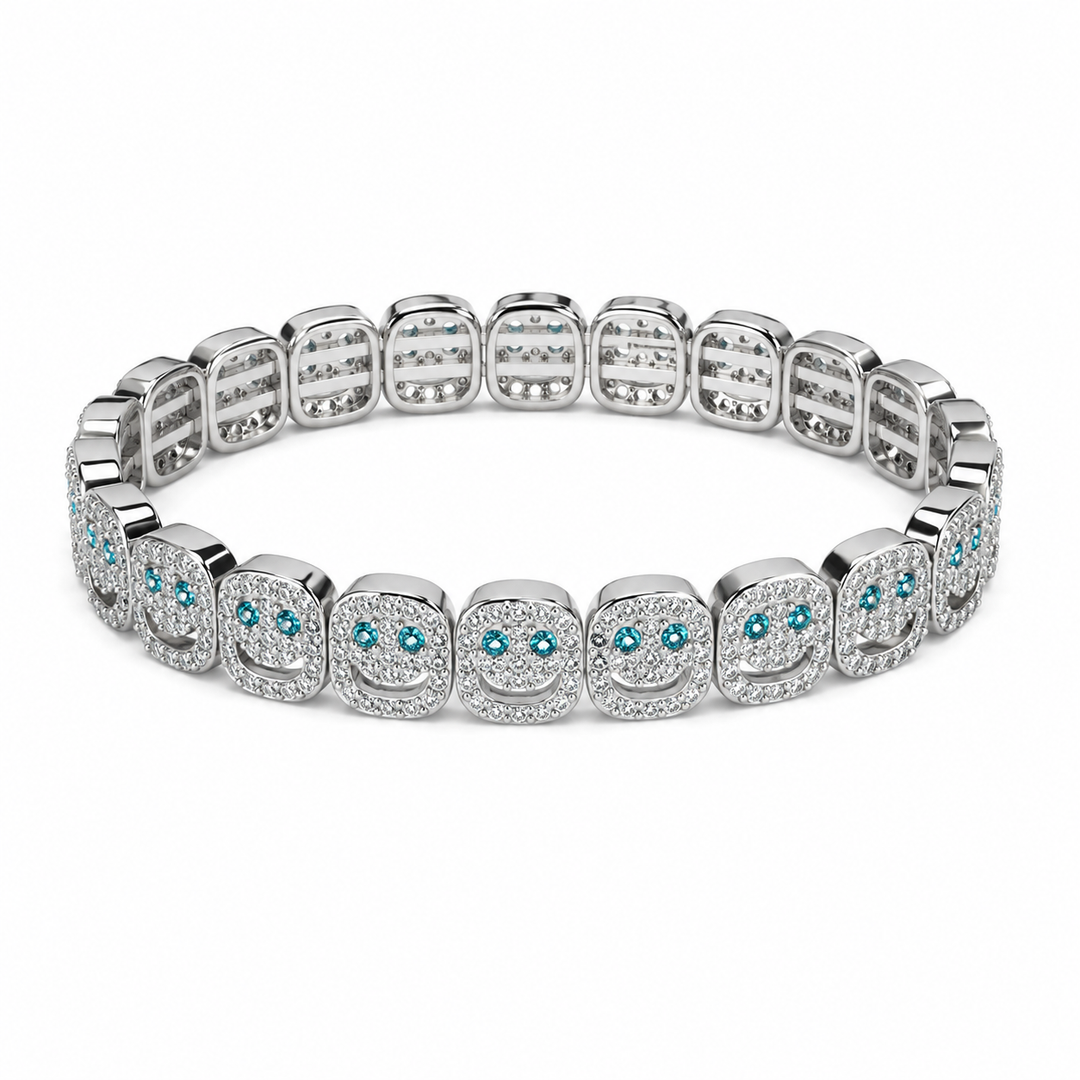 Pave Smiley Bracelet Silver