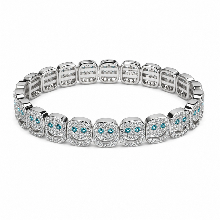 Pave Smiley Bracelet Silver