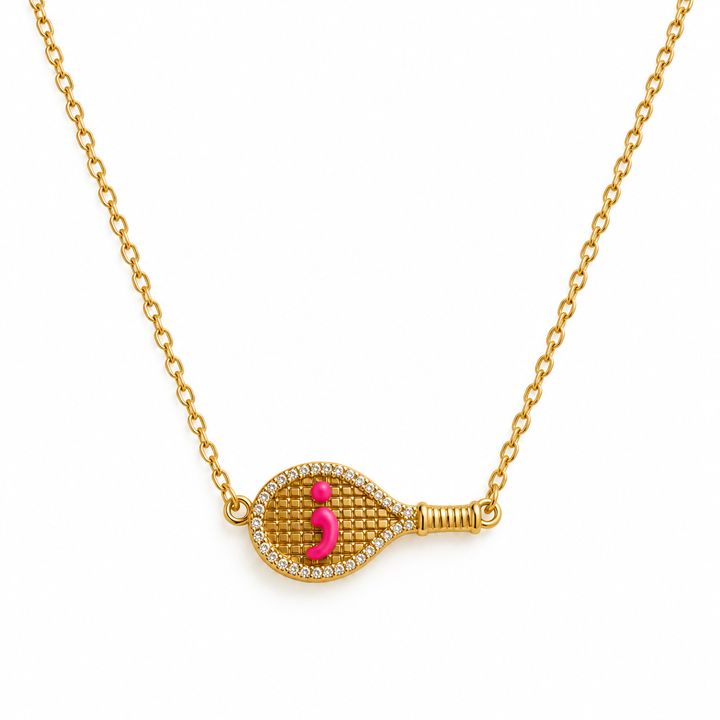 Arab Letter Racquet Necklace Dark Pink