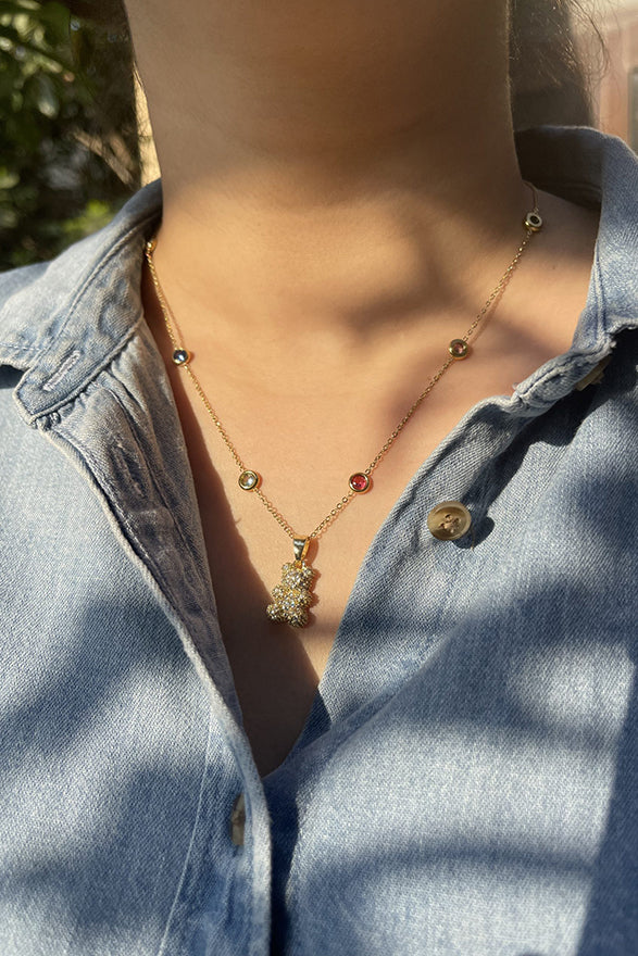 Gold Pave Gummy Bear Pendant