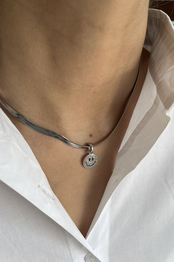 Happy Face Pendant Silver