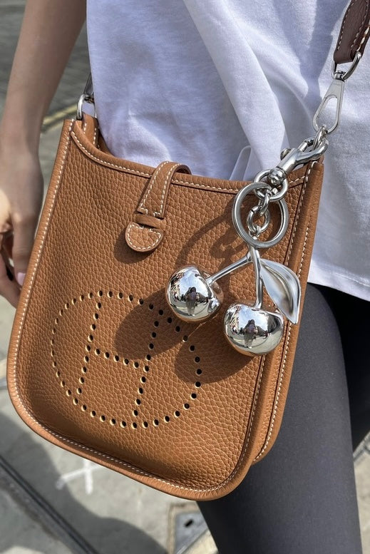 Silver Cherry Bag Charm