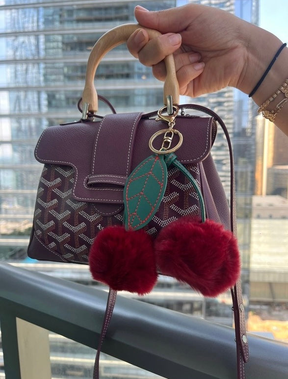 Fluffy Cherry Bag Charm Red