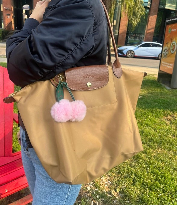 Fluffy Cherry Bag Charm Pink