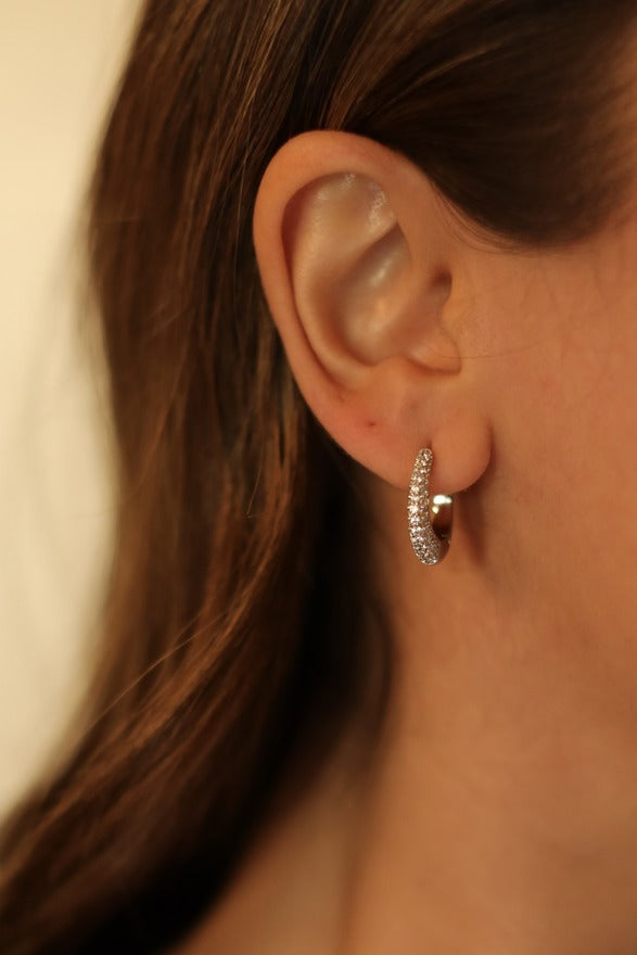 Melia Silver Pave Hoops