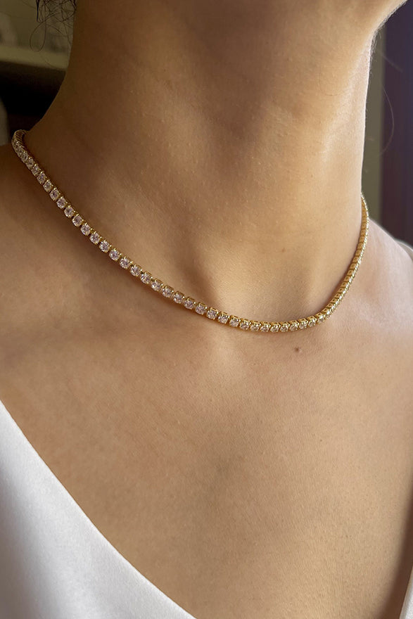 Karlie Tennis Necklace Gold