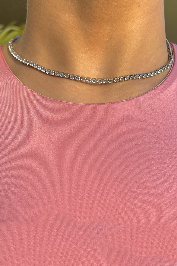 Karlie Tennis Necklace Silver