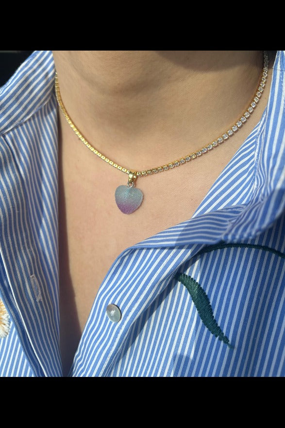 Blue and Purple Sugar Heart Pendant