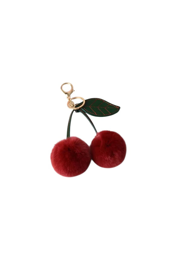fluffy-cherry-bag-charm-red