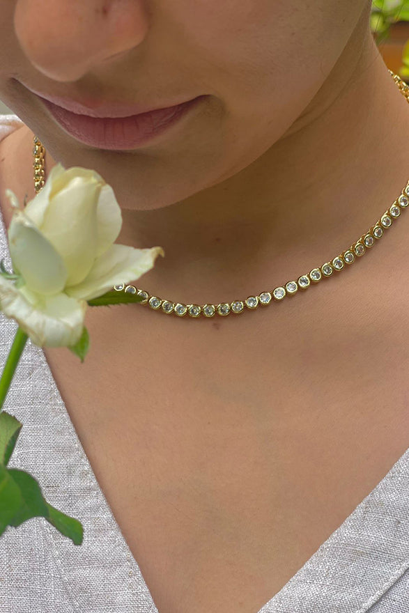 Reese Tennis Necklace Gold