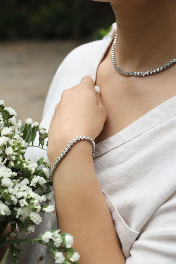 Reese Tennis Necklace Silver