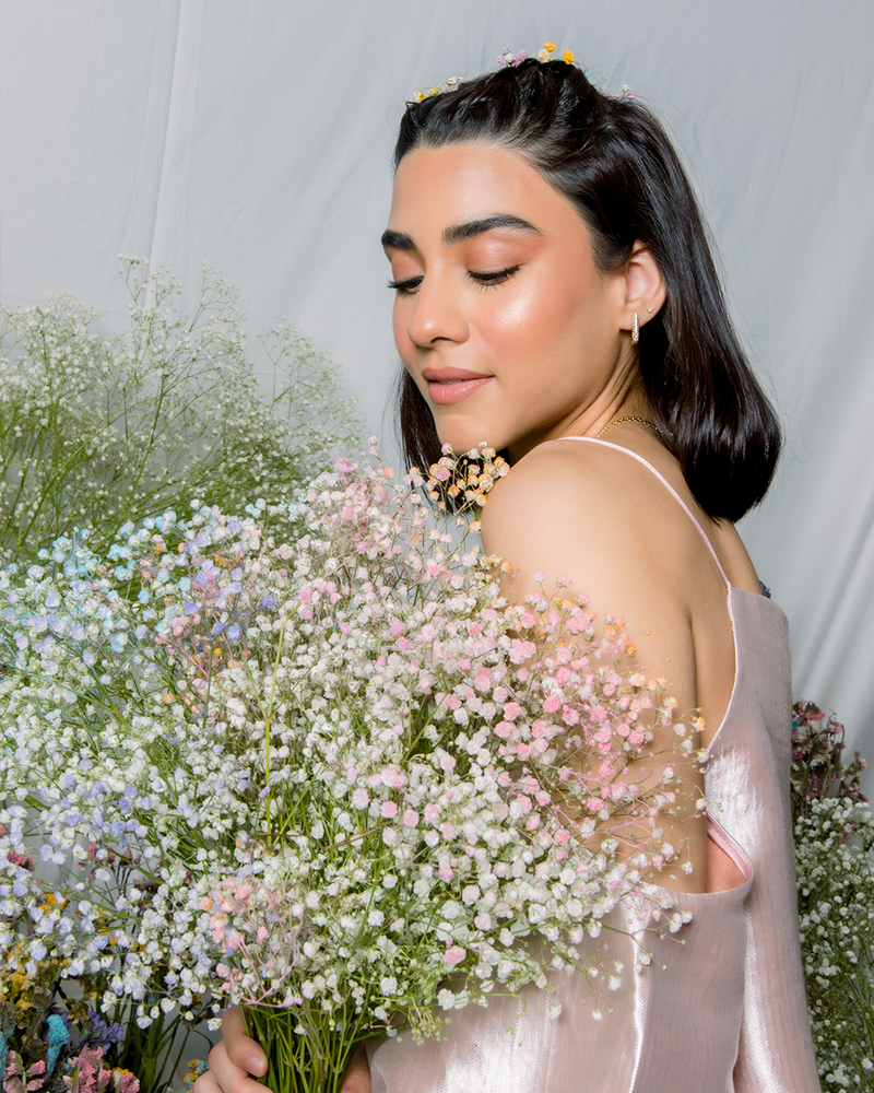Noho Earrings worn in a campaign photograph