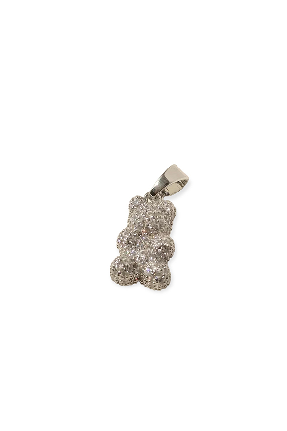 Silver Pave Gummy Bear Pendant