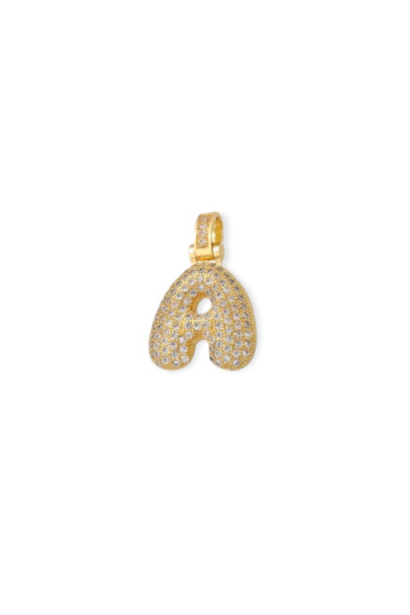 Drip Diamond Bubble Initial Letter Pendant in 10K Yellow Gold – HipHopBling