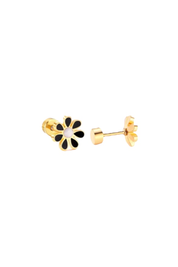 Kids Flower Studs Black