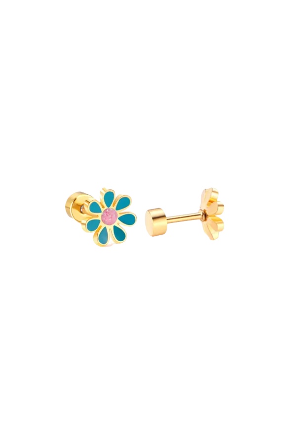 Kids Flower Studs Green