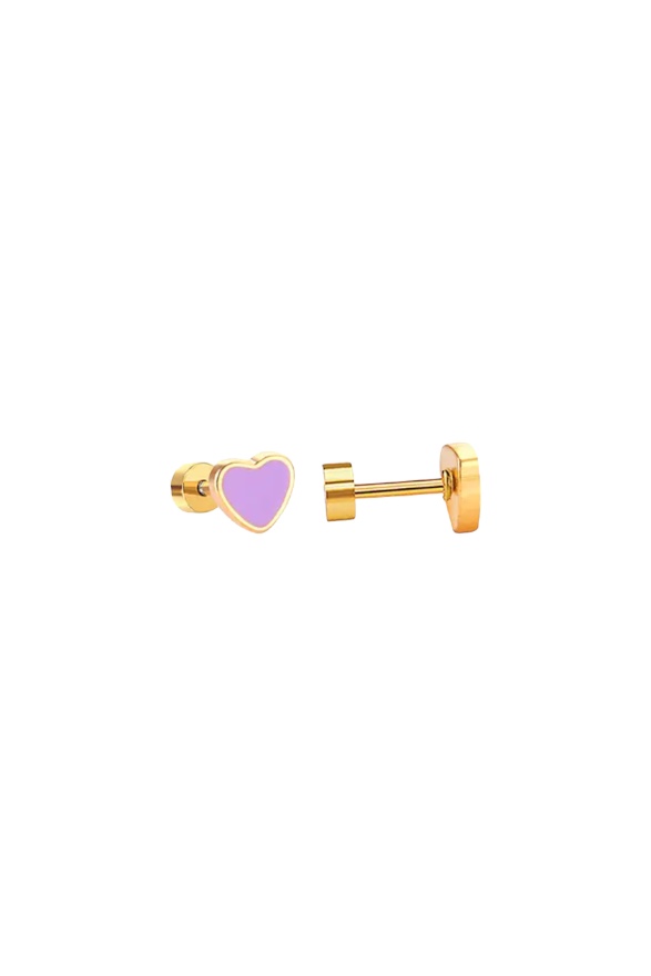 Kids Heart Studs Lilac