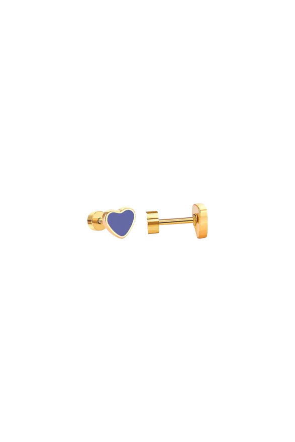 Kids Heart Studs Navy Blue