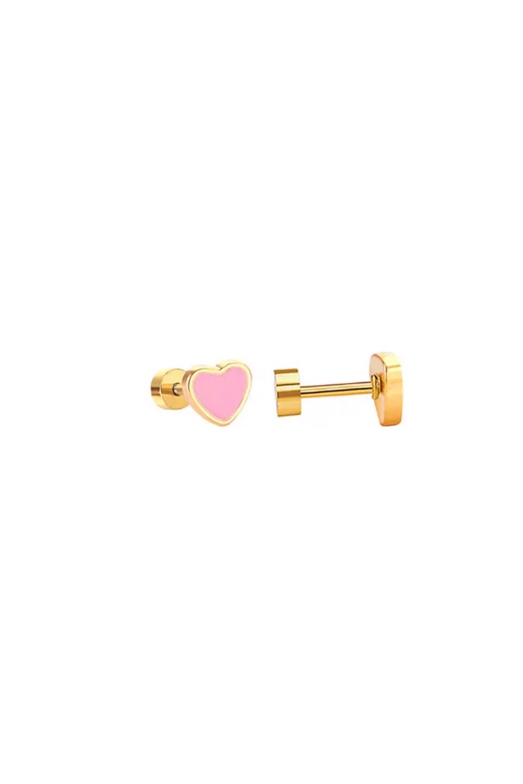 Kids Heart Studs Pink