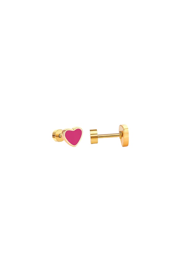 Kids Heart Studs Magenta