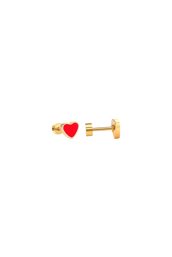 Kids Heart Studs Red